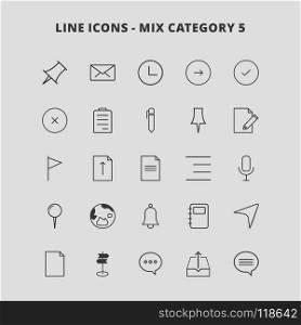 Line Mix Icons. For web design and application interface, also useful for infographics. Vector illustration.