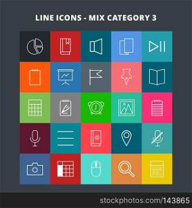 Line Mix Icons. For web design and application interface, also useful for infographics. Vector illustration.