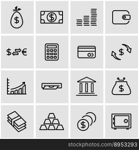 Line money icon set vector image