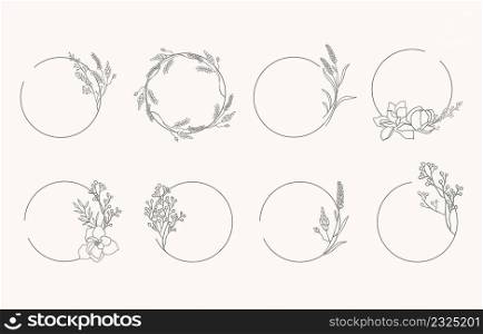 Line object collection with lavender,leaf,flower,circle