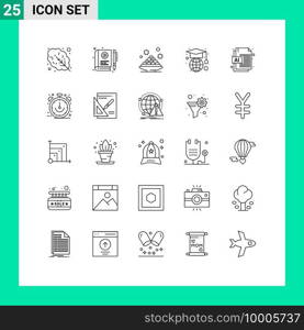 Line Pack of 25 Universal Symbols of ai, geography, learning, education, ramadan Editable Vector Design Elements