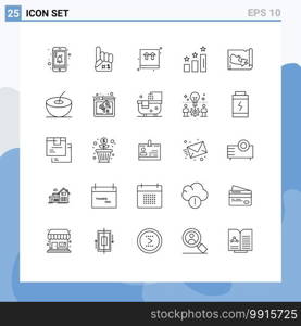 Line Pack of 25 Universal Symbols of canada, map, ecommerce, positions, analysis Editable Vector Design Elements