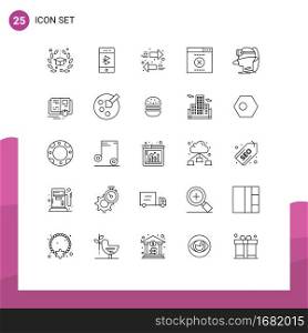 Line Pack of 25 Universal Symbols of man, wrong, mobile, seo, exchange Editable Vector Design Elements