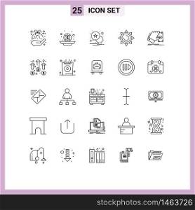 Line Pack of 25 Universal Symbols of money, business, coins, sun, beach Editable Vector Design Elements