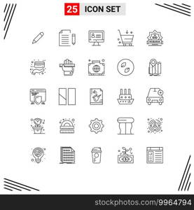 Line Pack of 25 Universal Symbols of mubarak, e, page, commerce, buy Editable Vector Design Elements