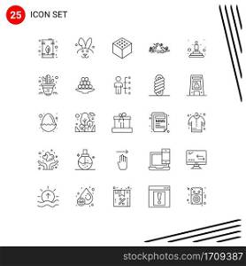 Line Pack of 25 Universal Symbols of professional, best, cube, tree, landscape Editable Vector Design Elements