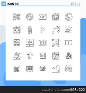 Line Pack of 25 Universal Symbols of sign, contact, field, online, learning Editable Vector Design Elements