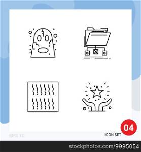 Line Pack of 4 Universal Symbols of angry, food, scary, files, reignite Editable Vector Design Elements