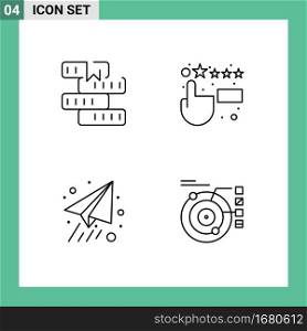 Line Pack of 4 Universal Symbols of book, paper plane, learning, feedback, data Editable Vector Design Elements