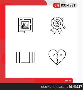 Line Pack of 4 Universal Symbols of business, thumbnails, pertinent, madel, heart Editable Vector Design Elements