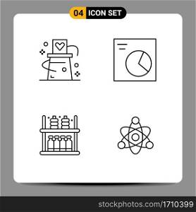 Line Pack of 4 Universal Symbols of card, goods, magician, pie, supermarket Editable Vector Design Elements