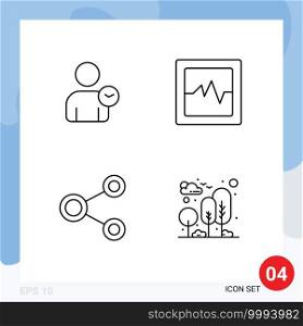 Line Pack of 4 Universal Symbols of man, sharing, basic, connect, city Editable Vector Design Elements
