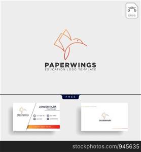 line paper or book bird logo template vector illustration with business card - vector. line paper or book bird logo template vector illustration