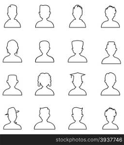 Line people icon. Man outline vector set