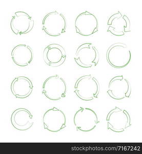 Line recycle arrows vector signs isolated on white background. Illustration of arrow recycle, recycling eco. Line recycle arrows vector signs isolated on white background