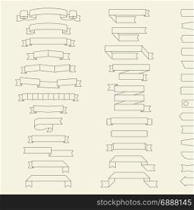 Line ribbons. Vector set of different line ribbons and other design elements.