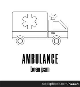 Line style icon of a ambulance. Medical logo. Clean and modern vector illustration.