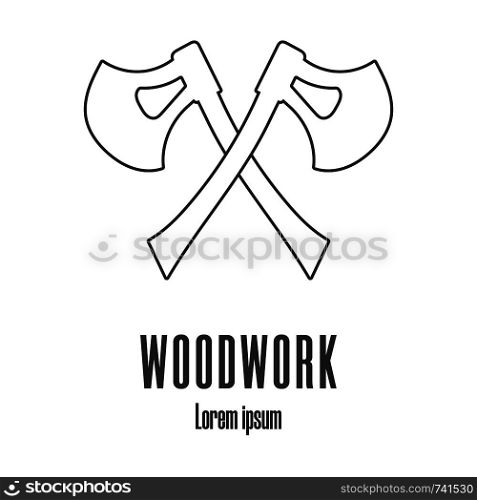 Line style icon of a crossed axes. Carpentry logo. Clean and modern vector illustration.