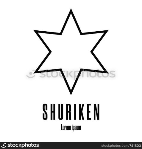 Line style icon of a shuriken. Ninja weapon. Logo, emblem. Clean and modern vector illustration for design, web.