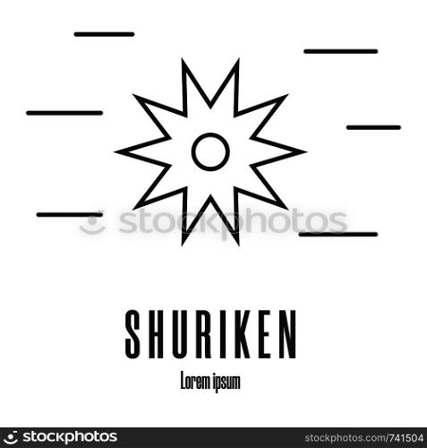 Line style icon of a shuriken. Ninja weapon. Logo, emblem. Clean and modern vector illustration for design, web.