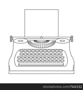 Line style icon of a typewriter machine. Journalist equipment. Vintage tehnology. Keyboard. Antique equipment. Clean and modern vector illustration for design, web.