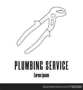 Line style icon of a water cimping pliers. Plumbing or repair service logo. Clean and modern vector illustration.