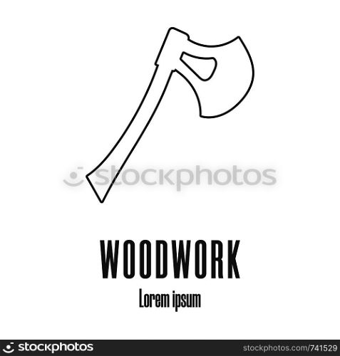 Line style icon of an axe. Carpentry logo. Clean and modern vector illustration.