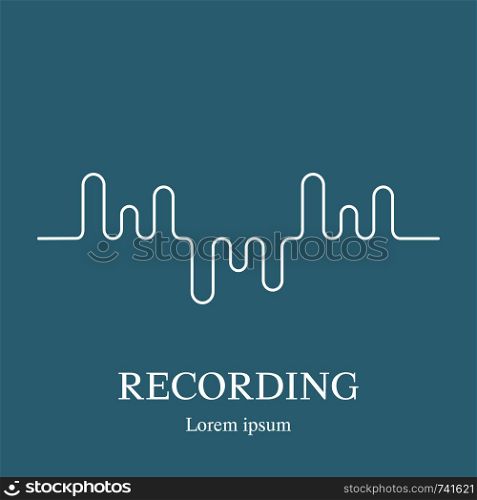 Line style icon of sound wave. Music logo template. Recording studio label. Radio badge with sample text. Clean and modern vector illustration for design, web.