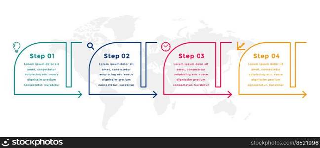 line style infographic four steps template