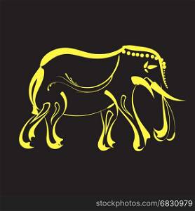 line yellow gold elephant vector design
