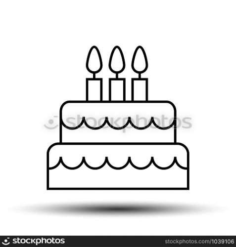 Linear birthday cake Icon for logo, website and app design and decoration, flat design