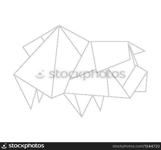 Linear black and white drawing with origami pig. Zodiac horoscope. Vector element for logos, banners, articles and your creativity. Linear black and white drawing with origami pig. Zodiac horoscope. Vector element