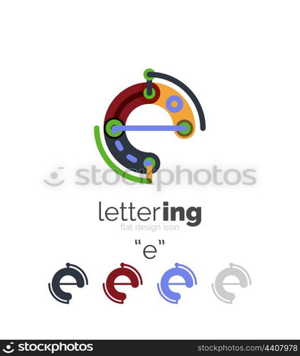 Linear business logo letter. Letter logo business linear icon on white background. Alphabet initial letters company name concept. Flat thin line segments connected to each other