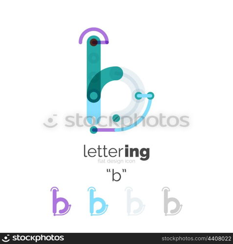 Linear business logo letter. Letter logo business linear icon on white background. Alphabet initial letters company name concept. Flat thin line segments connected to each other