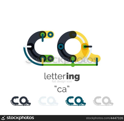 Linear business logo letter. Letter logo business linear icon on white background. Alphabet initial letters company name concept. Flat thin line segments connected to each other