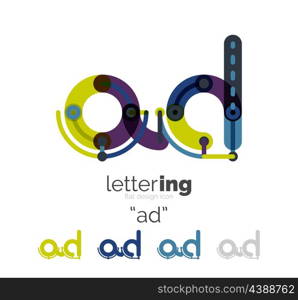 Linear business logo letter. Linear business logo letter. Alphabet initial letters company name concept. Flat thin line segments connected to each other.