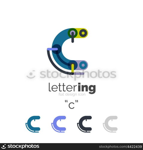 Linear business logo letter. Linear business logo letter. Alphabet initial letters company name concept. Flat thin line segments connected to each other.