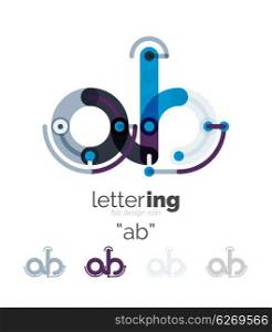 Linear business logo letter. Linear business logo letter. Alphabet initial letters company name concept. Flat thin line segments connected to each other.