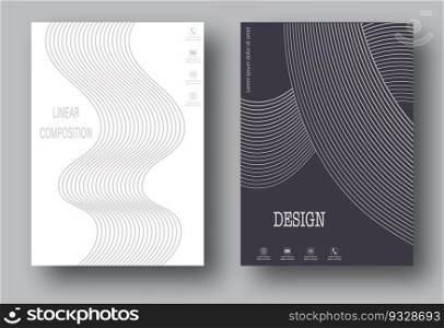 Linear composition. A set of templates for the design of banners, posters and posters. Layout of the book cover, brochures, booklets and catalogs. An idea for creative design
