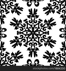 Linear Damask Seamless Vector Pattern. Black and White.. Linear Damask Seamless Vector Pattern.