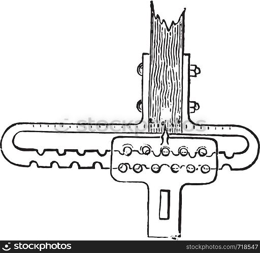 Linear differential regulator, vintage engraved illustration. Industrial encyclopedia E.-O. Lami - 1875.