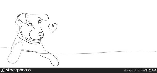 Linear drawing of a dog puppy and heart Royalty Free Vector