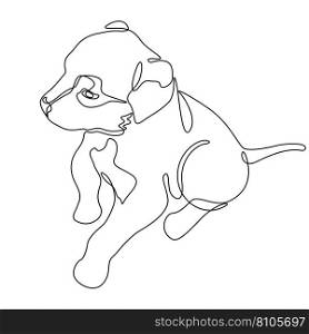 Linear drawing of a sitting puppy Royalty Free Vector Image