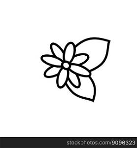 Linear flower in doodle style icon sign. Linear flower in doodle style sign