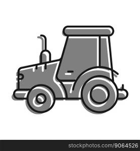 Linear icon. Agricultural tractor. Transport and equipment for transporting agricultural products on field. Simple black and white vector isolated on white background