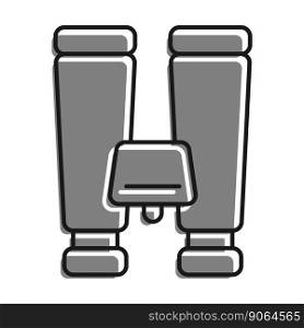 Linear icon, binoculars to observe distant objects. Equipment for c&aigns and military operations. Simple black and white vector isolated on white background