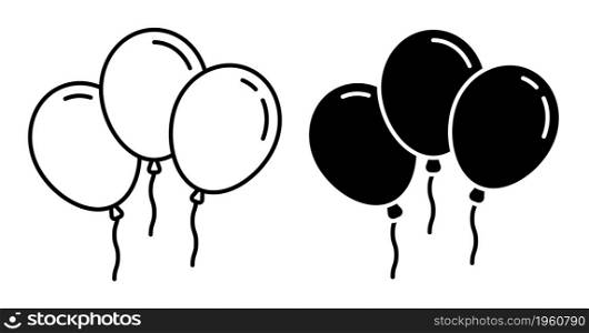 Linear icon. Garland of balloons to decorate special occasions, birthdays and holiday greeting cards. Simple black and white vector isolated on white background