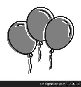 Linear icon. Garland of balloons to decorate special occasions, birthdays and holiday greeting cards. Simple black and white vector isolated on white background