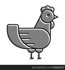 Linear icon. Home chicken. Farm bird laying eggs. Simple black and white vector isolated on white background
