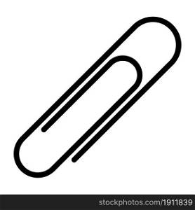 Linear icon. Paper clip for binding documents and paper sheets. Simple black and white vector isolated on white background